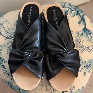 Black Leather Mule Clog Kelsi Brooklyn Size 7